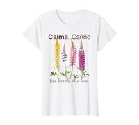 Mindfulness Design Calma Cariño, Un Souffle à la Fois T-Shirt Graphique avec Valeur, Femme, Blanc, S