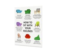 Mindfulness & Office Decor, Sit With Your Feelings Quote Canvas Art for Counselor, Calming Corner, Waiting Room(Framed,12x18inch(30x45cm))