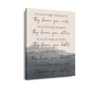 Mindfulness Quote Poster | Watch your thoughts, a daily reminder to pause(Magnetic,08x12inch(20x30cm))