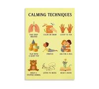 Mindfulness Wall Art for Calming Corner, Boho Mental Health Posters, Therapy Office & Classroom Decor, Educational Homeschool Print, Feelings Chart(Unframed,08x12inch(20x30cm))