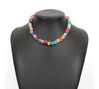 MINDIAN Collier de Perles de Verre colorées Tempérament Mode Collier de Perles de Bohème Fait à la Main