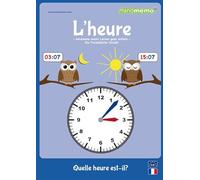 mindmemo Lernfolder - L'HEURE - Uhrzeit lernen Französisch für Kinder Uhr lernen apprendre l'heure Lernhilfe Zusammenfassung PremiumEdition foliert DIN A4 6 Seiten plus Abhefter