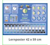 mindmemo L'HEURE - TIME - anglais pour débutants - poster éducatif - apprendre l'heure à l’aide d’images, DinA2