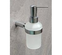MINDORA Distributeur de Savon Avec Support Mural Verre Dépoli Chromé Bain