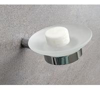 MINDORA Porte-Savon Support Mural Verre Dépoli Laiton Chromé Bain Montage OBI