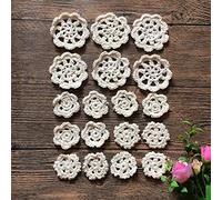 MINDPLUS 2,5 à 5 cm Petits Napperons pour Travaux Manuels en Fentelle au Crochet Fleurs de Coton Mini Napperons en Dentelle au Crochet Faits à la Main Appliques Patchs, lot de 18 (Beige)