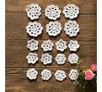 MINDPLUS 2,5 à 5 cm Petits Napperons pour Travaux Manuels en Fentelle au Crochet Fleurs de Coton Mini Napperons en Dentelle au Crochet Faits à la Main Appliques Patchs, lot de 18 (Blanc）