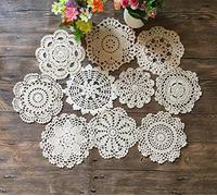 MINDPLUS Lot de 10 Napperons en Crochet à la Main Napperons en Dentelle au Crochet en Coton Napperon de Table 15 à 17 cm Rond Beige Vintage Mariage Tea Party (Beige)