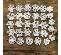 MINDPLUS Lot de 30 petits Napperons au Crochet à la Mainen Dentelle au Crochet en Coton Flocons de Neige au Ornements de Noël Napperons 6 à 7cm Blanc