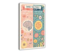 Mindset Change Poster de motivation sur toile Décoration murale pour salon, chambre à coucher 60 x 90 cm