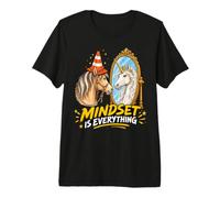 Mindset is Everything Horse & Traffic Cone Unicorn in Mirror T-Shirt Haut de Gamme