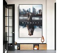 Mindset Lion ou Chat Inspirational Posters Toile Peintures Affiche et Impression Wall Art Image pour Bureau Home Decor Mural 30x40cm Sans Cadre