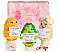 Mindsky Lot de 3 poupées amusantes au crochet avec support - Poupées créatives à tricoter pour encourager et décorer avec carte positive