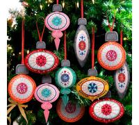 Mindsoft Lot de 12 décorations de Noël en feutre du milieu du siècle - Décoration rétro moderne - Ampoules en feutre - Décoration à suspendre pour fête de Noël et décoration de vacances du milieu du