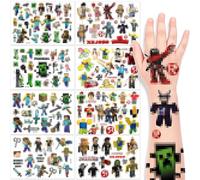 Mine-craft Lot de 8 feuilles de tatouages temporaires pour enfants, 200 styles, autocollants pour anniversaire d'enfant, cadeau, décoration de fête (Mine-craft)