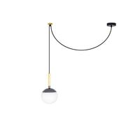 MINE - Suspension déportée Métal/Bois/Verre Anthracite Ø18,5cm