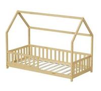 Minea Lit cabane TCHOUPI enfant avec barrière 90x190 cm Bois (matelas non inclus)