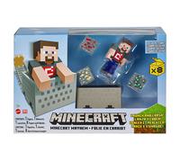 Minecraft coffret Wagonnet, figurine Steve et accessoires, jouet d’action et d’aventure pour enfant inspiré par le jeu vidéo, GVL55