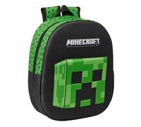 Safta Sac à dos d'école Minecraft 3D Creeper – 27×10×33 cm, multicolore, adaptable au chariot, taille M