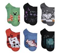 Minecraft 6-Packs No Show Socks Chaussettes Invisibles, Foncé, (Lot de 12) Garçon