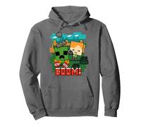 Minecraft Alex and Creeper TNT Boom! Sweat à Capuche, Unisexe pour Adultes, Asphalte, XXL