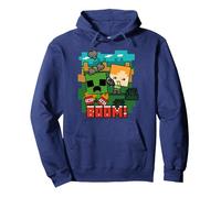 Minecraft Alex and Creeper TNT Boom! Sweat à Capuche, Unisexe pour Adultes, Bleu Marine, XL