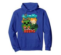 Minecraft Alex and Creeper TNT Boom! Sweat à Capuche, Unisexe pour Adultes, Bleu Royal, XL