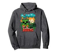 Minecraft Alex and Creeper TNT Boom! Sweat à Capuche, Unisexe pour Adultes, Chiné Foncé, XXL