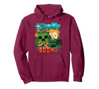Minecraft Alex and Creeper TNT Boom! Sweat à Capuche, Unisexe pour Adultes, Marron, L