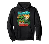 Minecraft Alex and Creeper TNT Boom! Sweat à Capuche, Unisexe pour Adultes, Noir, L