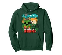 Minecraft Alex and Creeper TNT Boom! Sweat à Capuche, Unisexe pour Adultes, Vert Forêt, S