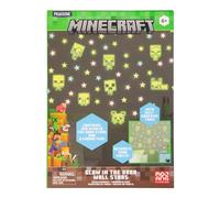 Minecraft Autocollant mural phosphorescent sous licence officielle Étoiles, décalcomanies murales pour chambre d'enfant, décorations réutilisables, décoration de salle de jeux et chambre à coucher