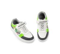 Minecraft Baskets Creeper pour garçon, Blanches, Vertes et Noires | Fermeture à Scratch | Chaussures décontractées pour Enfants | Motif Blocs