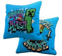 Minecraft Blast Coussin réversible 40 x 40 cm Creeper TNT Mode de survie 100 % polyester doux Canapé Coussin douillet pour enfant Décoration de jeu Cadeau de jeu