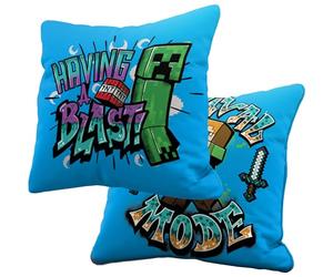 Minecraft Blast Coussin réversible 40 x 40 cm Creeper TNT Mode de survie 100 % polyester doux Canapé Coussin douillet pour enfant Décoration de jeu Cadeau de jeu