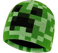 Minecraft Bonnet Enfant, Bob Chapeau ou Ensemble Bonnet Chauffant et Gants Enfant Creeper Accessoires d'hiver, Idee Cadeau Garcon (Chapeau Vert, S/M)