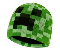 Minecraft Bonnet Enfant ou Set Vêtement Accessoires d'hiver de 3 Pièces avec Écharpe Gants, 2 Pièces avec Gants ou 1 Pièce Bob (Vert Chapeau, M/L)