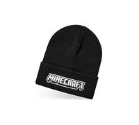Minecraft Bonnet pour garçon en Noir | Bonnet d'hiver tricoté avec Logo brodé pour Enfants | Bonnet Chaud à Revers pour Enfants, Taille Unique, pour Les Joueurs