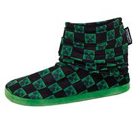 Minecraft Bottes de Pantoufle pour garçons Chaussures de Maison pour Enfants Creeper Gamer doublées en Polaire Noir/Vert 12 UK Enfant