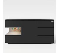 Minecraft - Buffet Gamer avec 5 tiroirs, 1 Porte, Niche Console & éclairage LED - Meuble de Rangement Style Pixel Noir Carbone - 160x80x40 cm