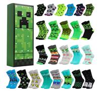 Minecraft Calendrier de l'Avent 2025 Enfant et Ado Creeper Calendrier Compte à Rebours Noel avec 24 Chaussettes Drole Cadeau Enfant