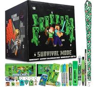 Minecraft Calendrier de l'Avent 2025 Enfant et Ado Creeper Compte à Rebours Noel 24 Surprises Papeterie Original et Accessoires Kawaii Cadeau Enfant (Noir Cube)