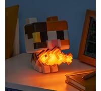 Minecraft Cat GloBuddies Light, 15cm Tap-to-On Lamp with Light-Up Fish, AA Battery Powered, Officially Licensed | Paladone