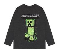 Minecraft Chasing Creeper T-Shirt à Manches Longues pour garçons et Filles Charcoal Pagan 140