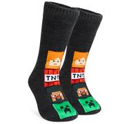 Minecraft Chaussettes Chaussons Garçon Ado, Creeper Chaussettes Antidérapantes Enfant, Intérieur Polaire Chaud, Cadeau Gamer (Multi)