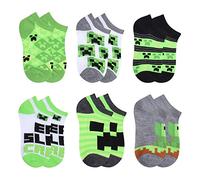 Minecraft Chaussettes multi-pack pour garçons, Vert moyen (lot de 6), 6-8