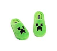 Minecraft Chaussons mules Creeper Green | Chaussures d'intérieur en polaire pour garçon | Douces et moelleuses | Chaussons gaming | Produits