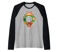 Minecraft Christmas Pixel Art Wreath Alex and Creeper Manche Raglan