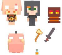 Minecraft Coffret Bataille De Feu Du Nether Mini Têtes Modulables Avec 4 Figurines Et Accessoires, À Collectionner, Jouet Enfant, Dès 6 Ans, HKR59