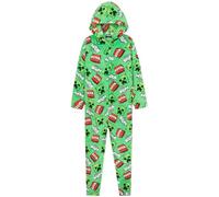 Minecraft Combinaison Polaire Garçon Ado, Combinaison Pyjama à Capuche, Vêtements de Nuit Enfants - Cadeau Gamer (Vert/Multi, 11/12 Ans)